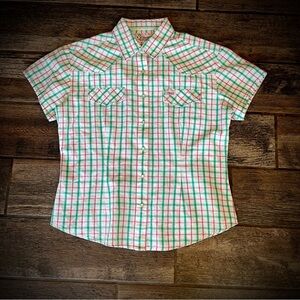 Cowgirl Hardware Vintage snap front plaid Western shirt L